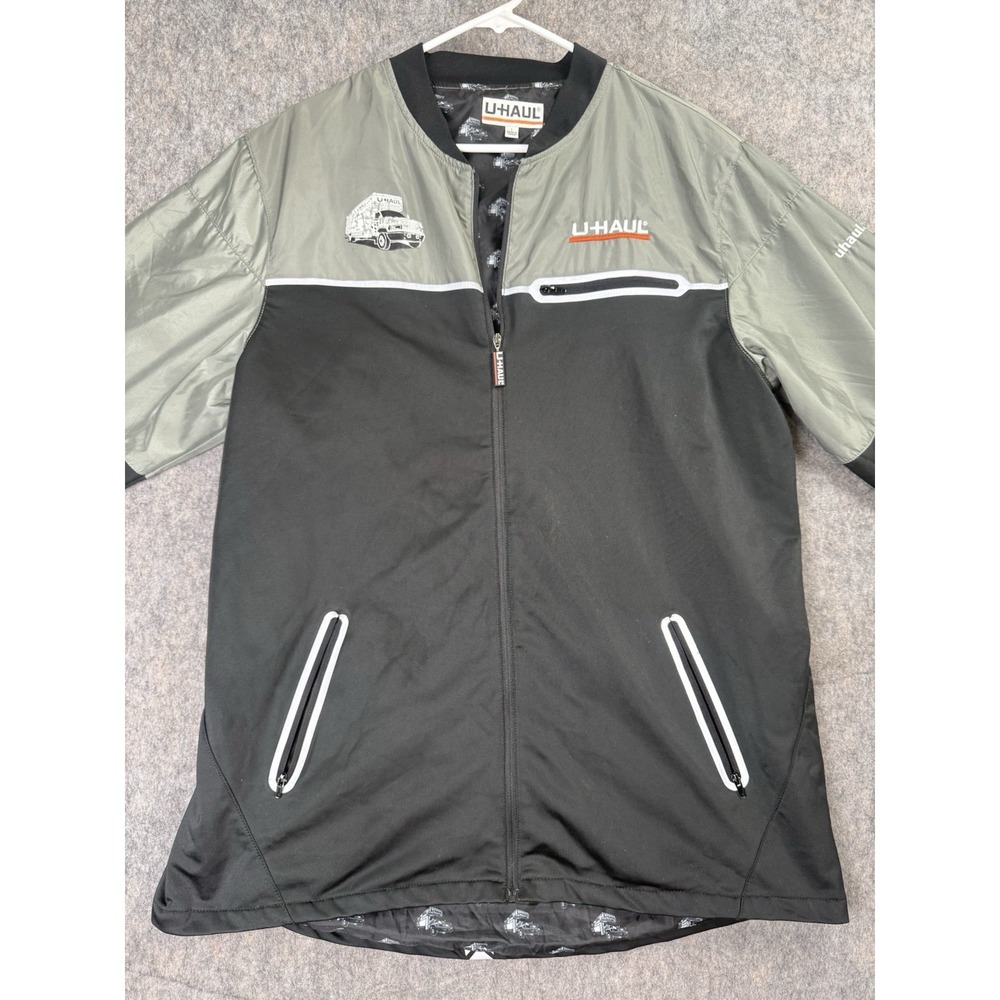 UHAUL Employee Jacket Mens L Black Full Zip Reflective‎ Uniform Lined